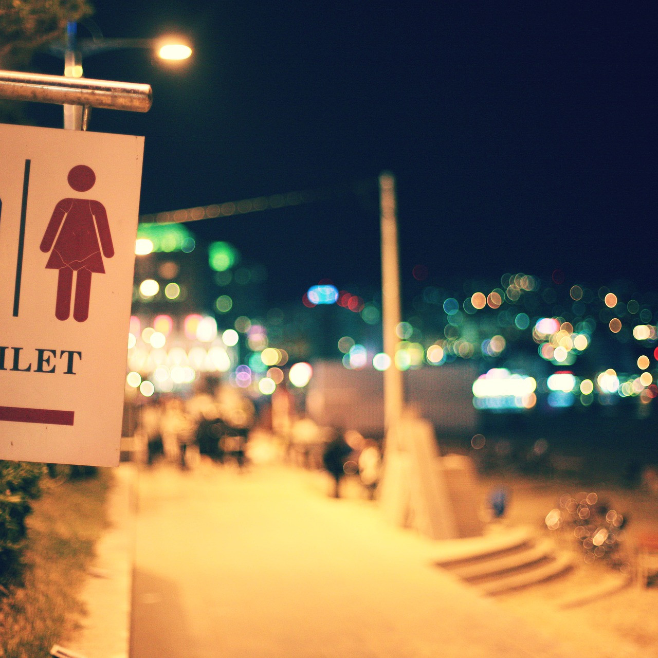 toilet, vrouw, lume, strand