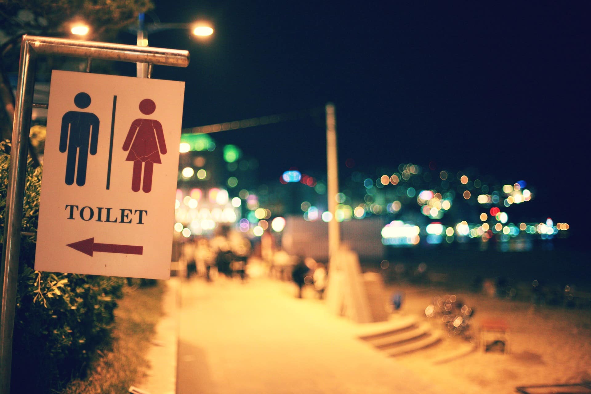 toilet, vrouw, lume, strand