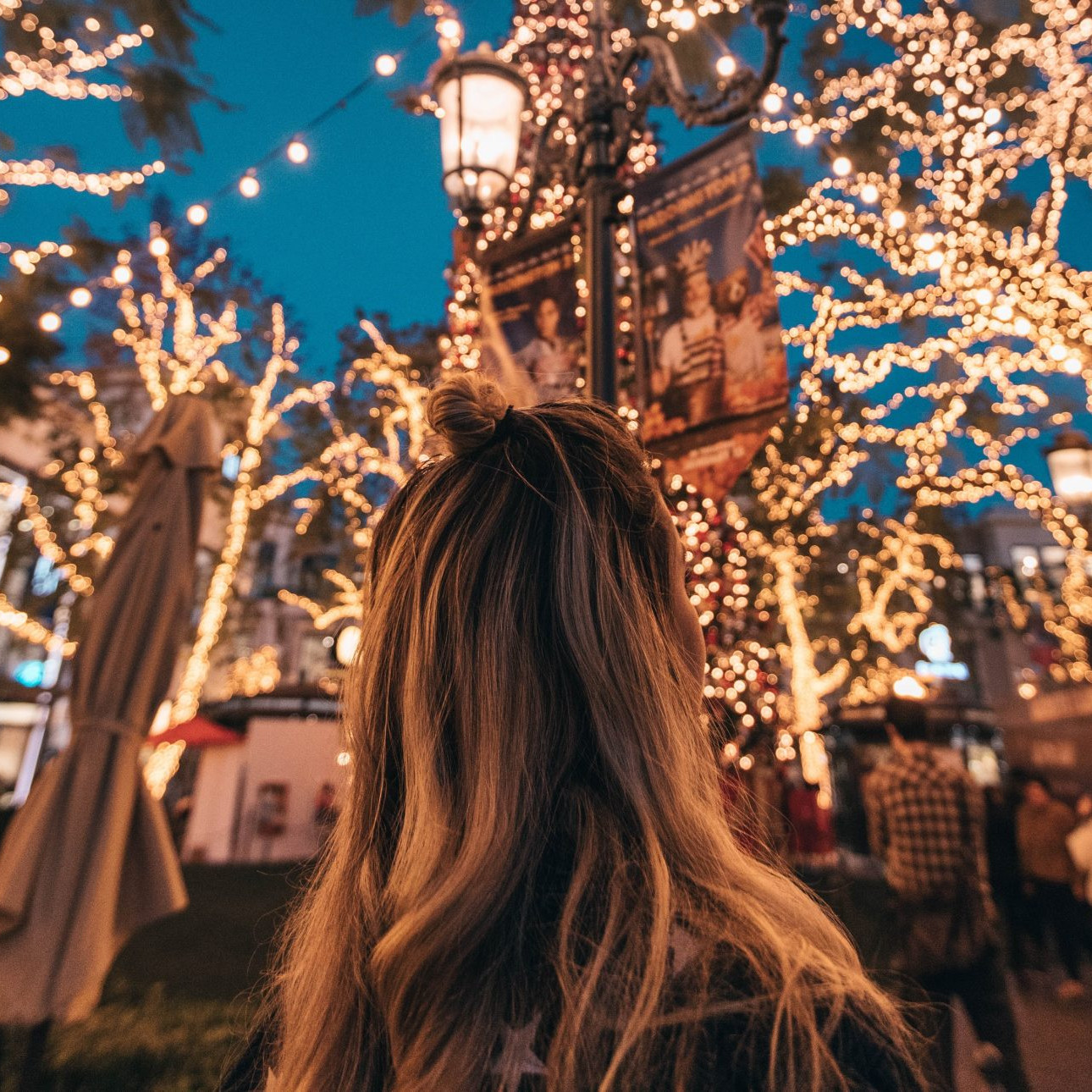 kerstlichtjes, lume, vrouw