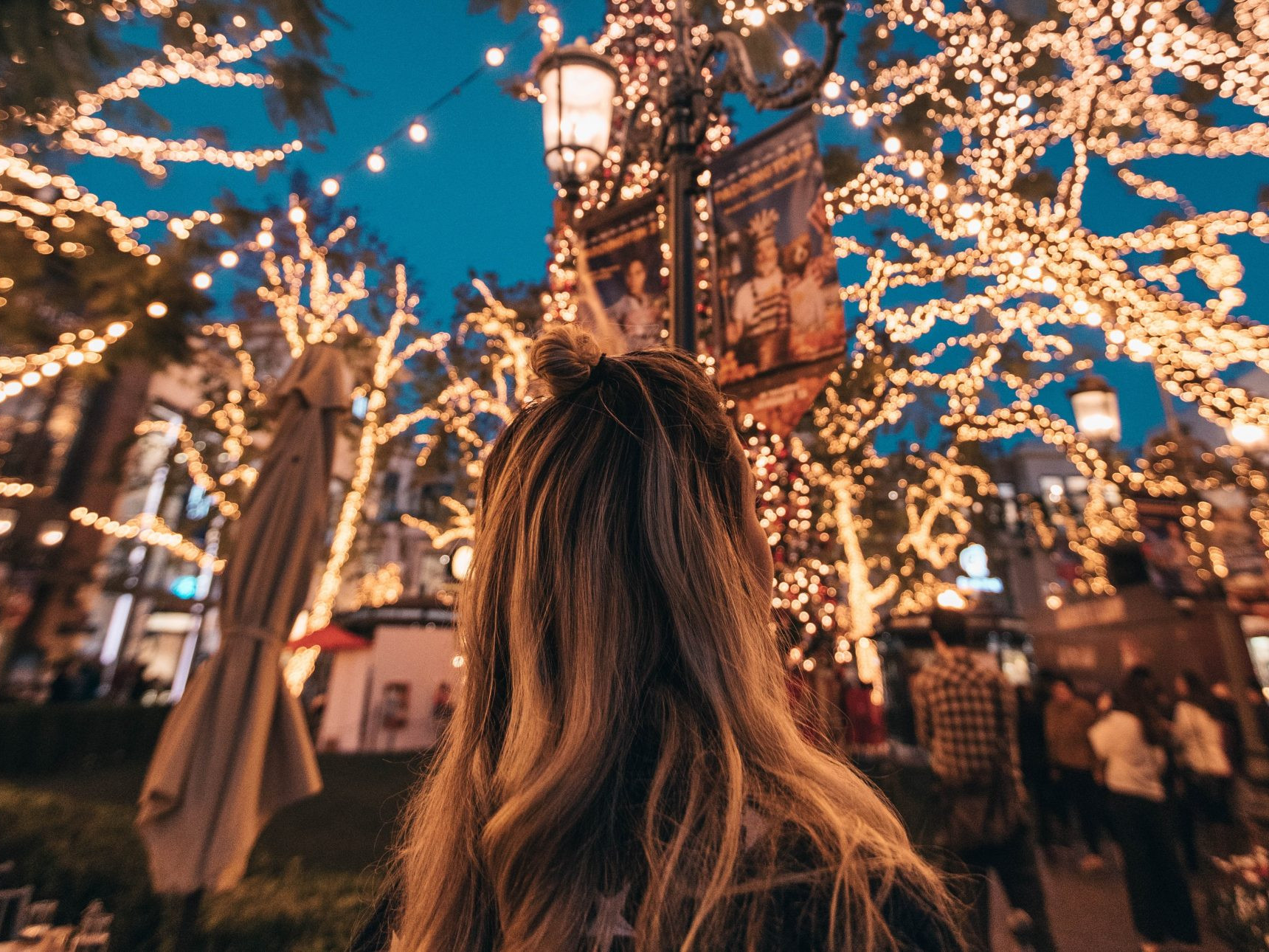 kerstlichtjes, lume, vrouw