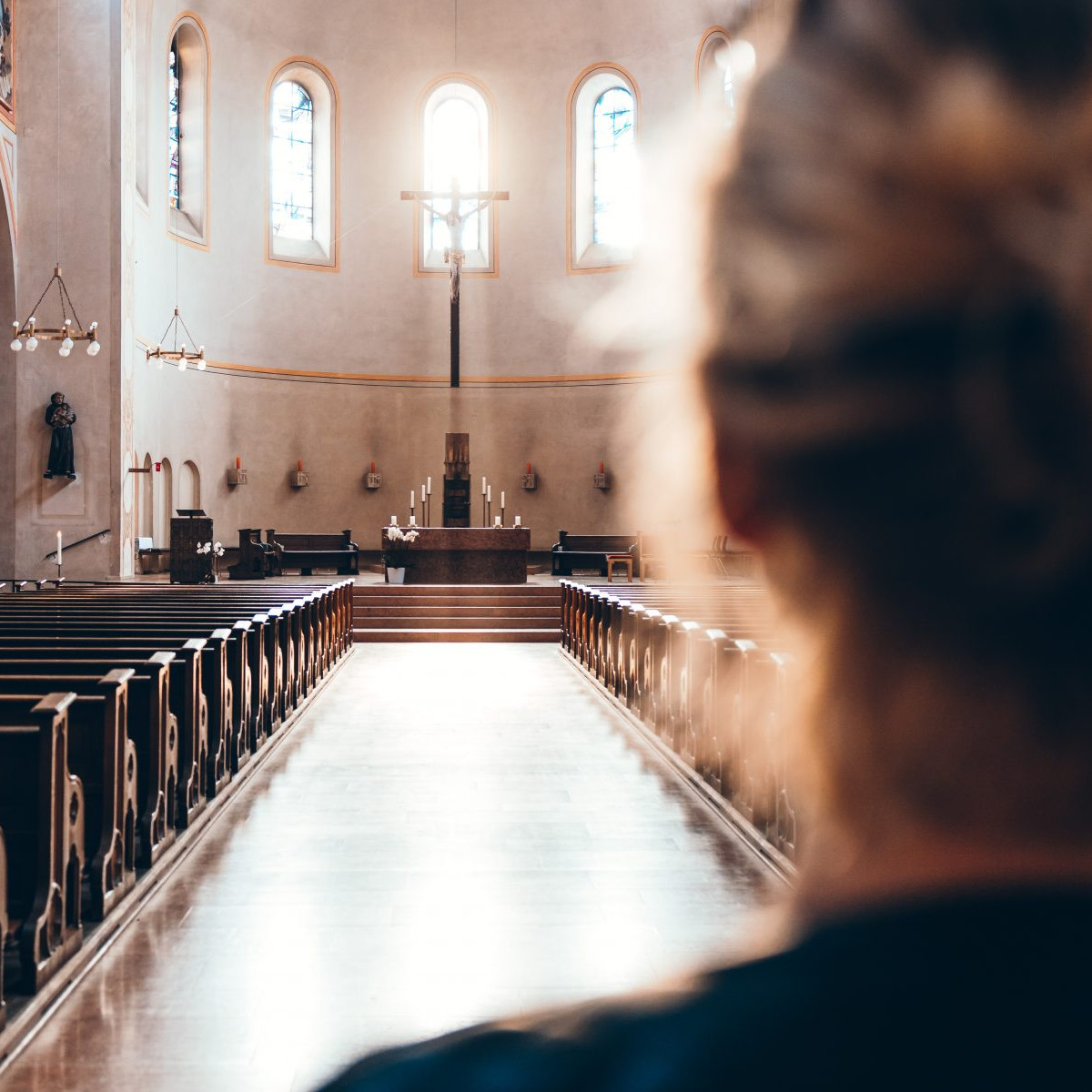 lume, vrouw, kerk, gebed, domkerk