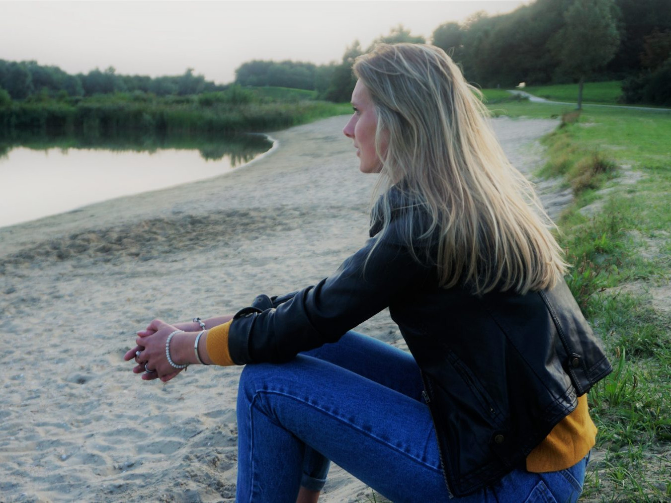 vrouw, lume, bijbel, strand