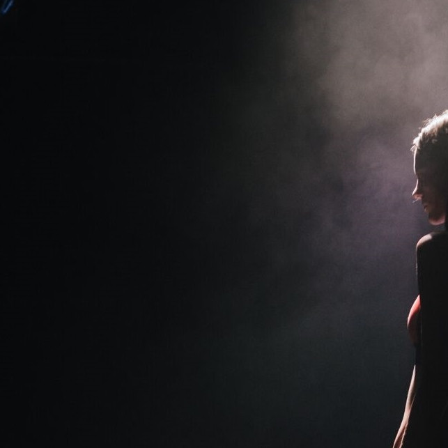 vrouw, licht, lume, muur